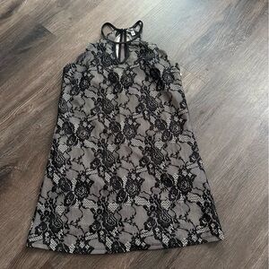 Speechless Black and White Lace Halter Top